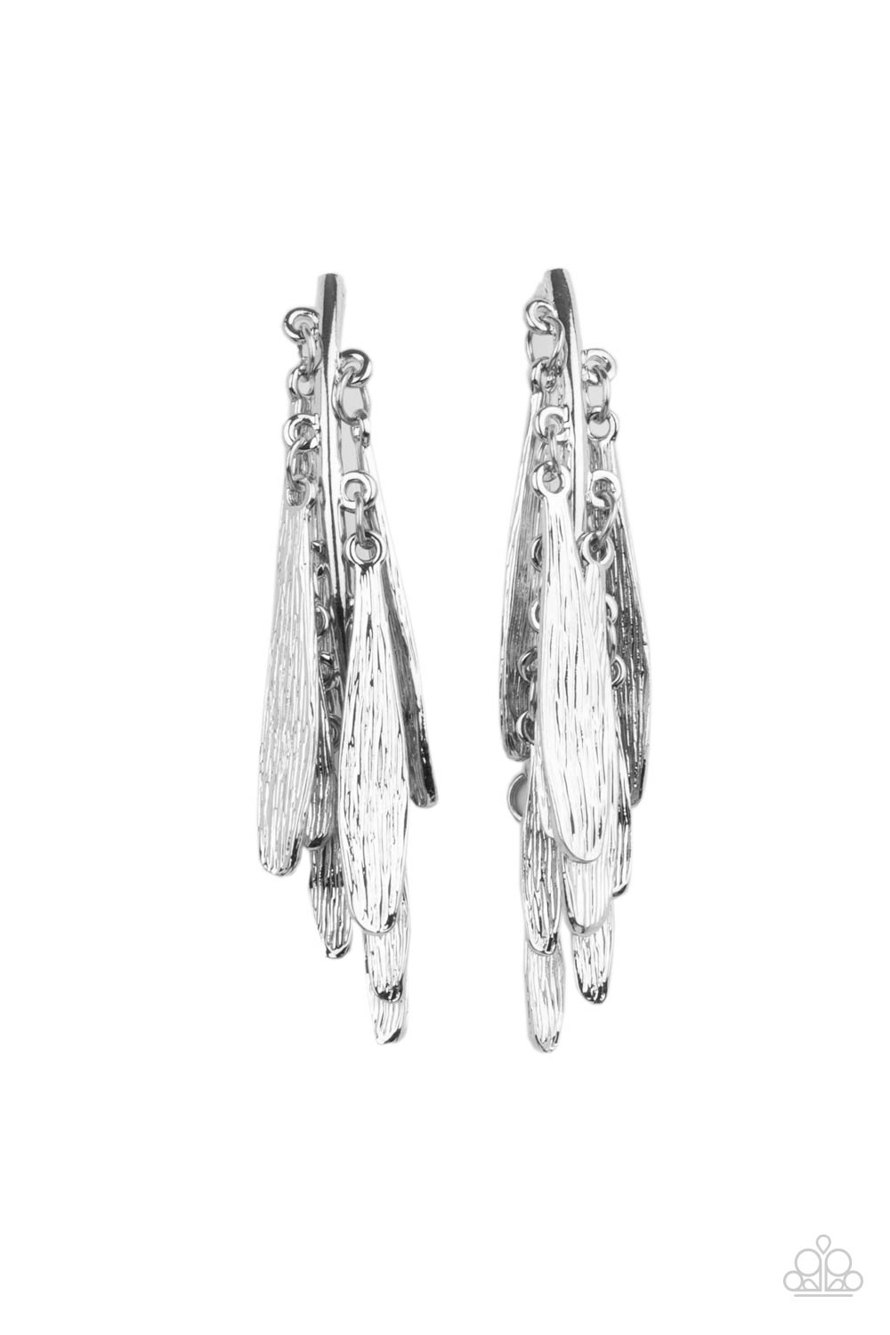Pursuing The Plumes - Silver Paparazzi Earrings