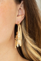 Pursuing The Plumes - Gold Paparazzi Earrings