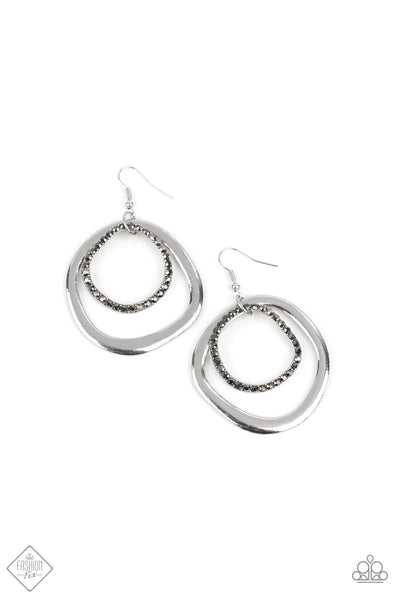 Spinning With Sass - Silver Paparazzi Fashion Fix Earrings