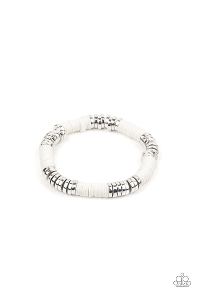 Stacked In Your Favor - White Paparazzi Bracelet