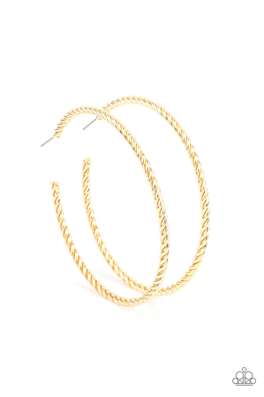 Resist The Twist - Gold Paparazzi Hoop Earrings