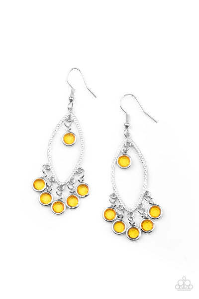 Glassy Grotto - Yellow Paparazzi Earrings