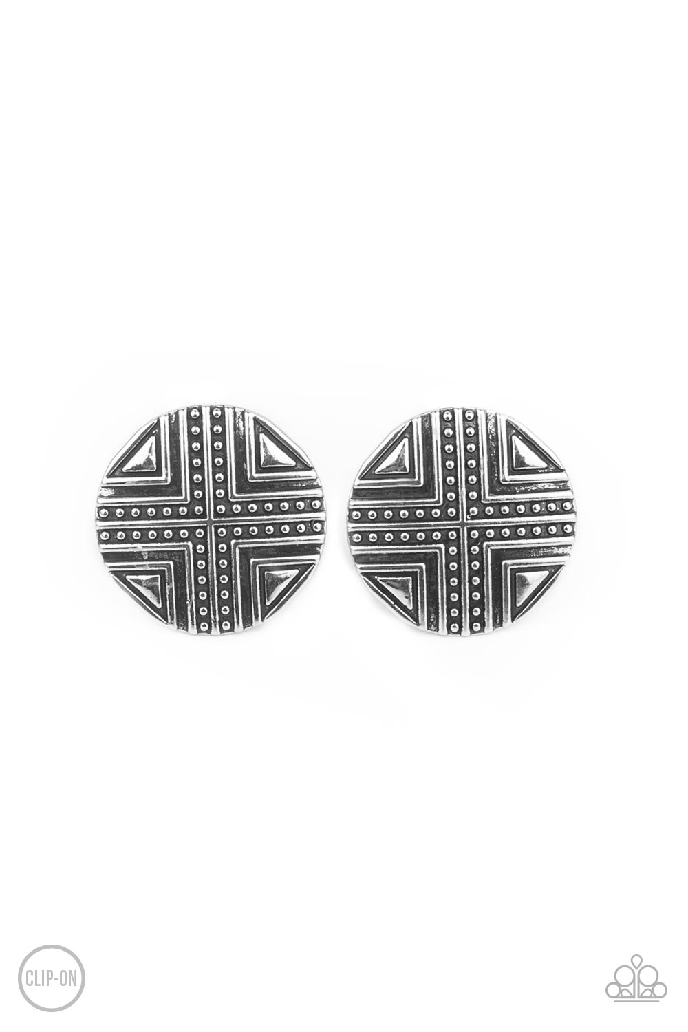 Shielded Shimmer - Silver Paparazzi Clip-On Earrings