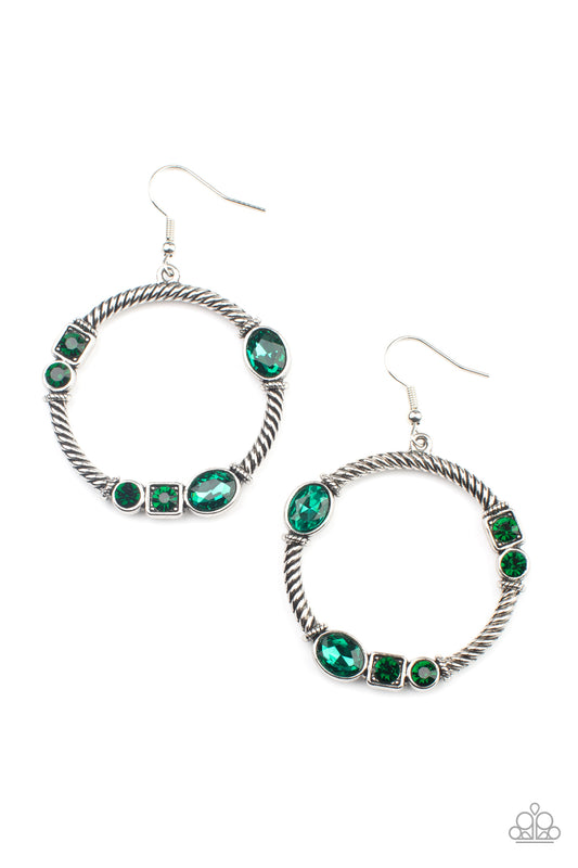 Glamorous Garland - Green Paparazzi Earrings