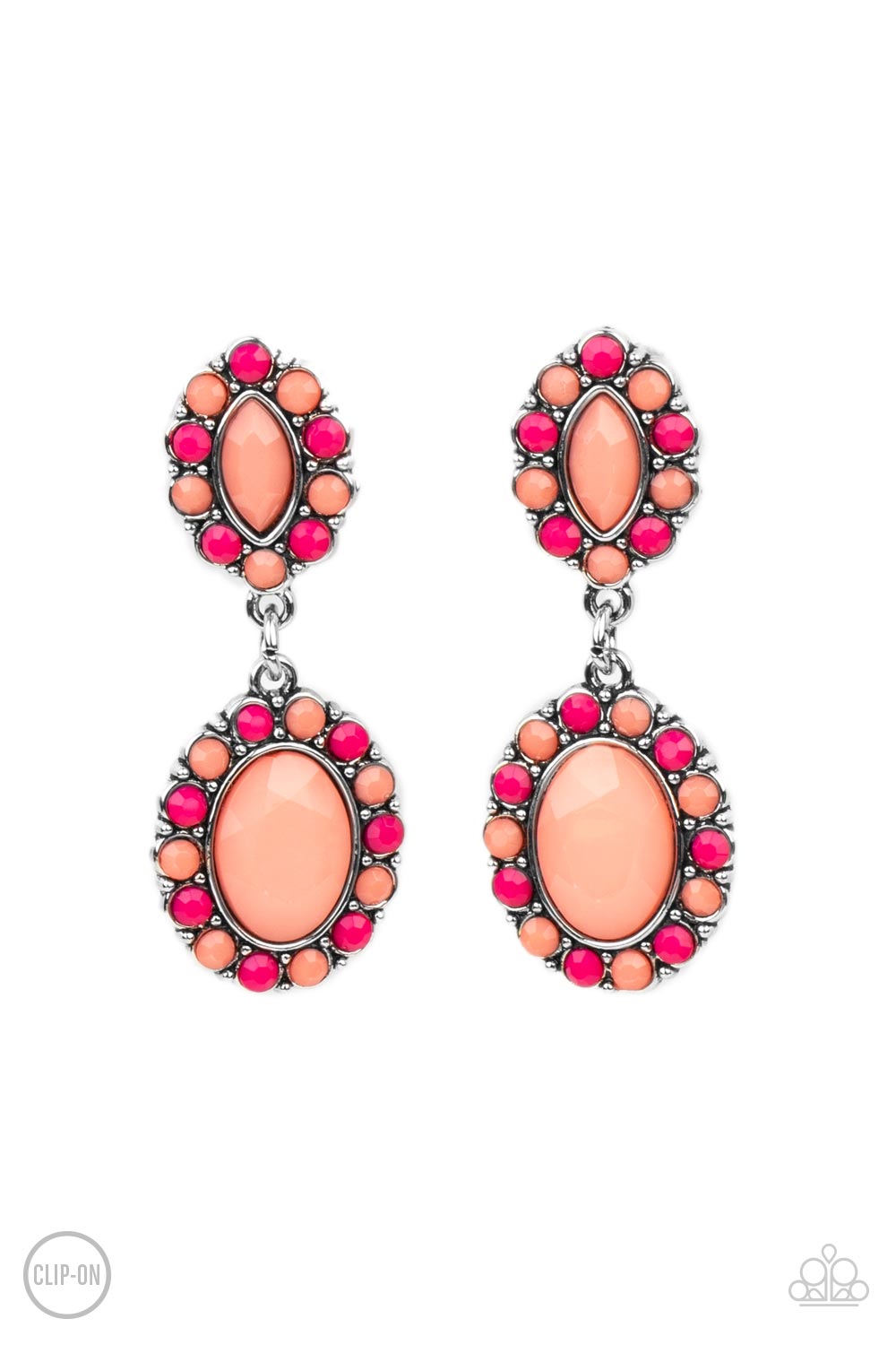 Positively Pampered - Orange Paparazzi Clip-on Earrings