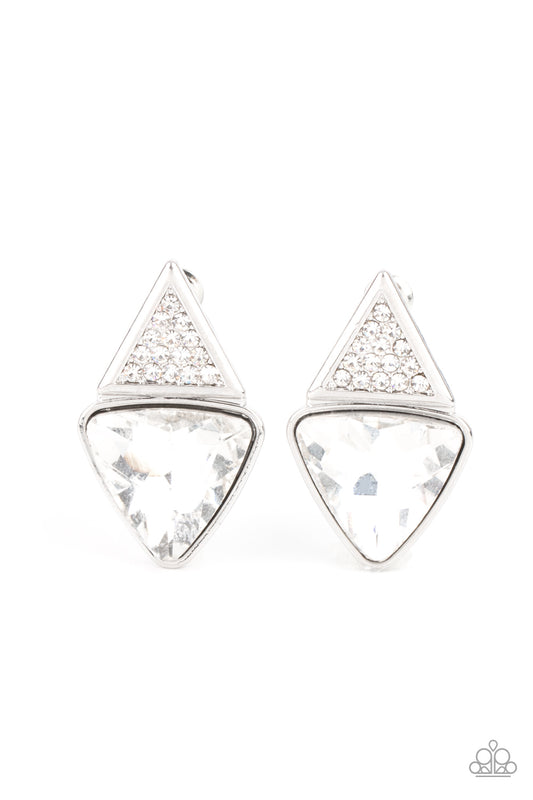 Risky Razzle - White Paparazzi Earrings