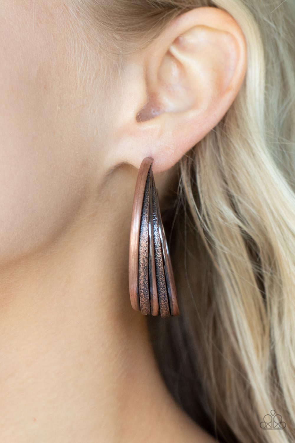 In Sync - Copper Paparazzi Hoop Earrings