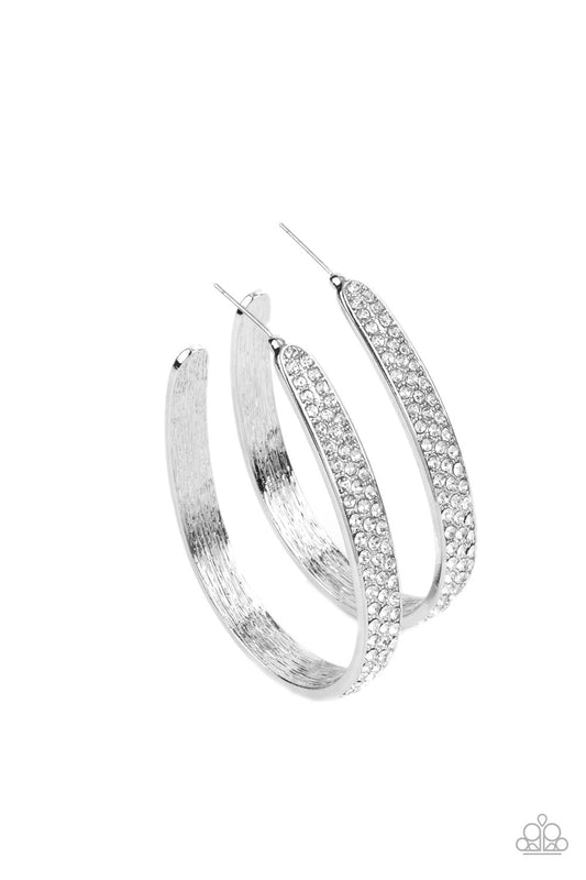 Bossy and Glossy - White Paparazzi Hoop Earrings
