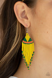 BEADazzle Me - Yellow Paparazzi Earrings