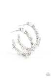 Let There Be SOCIALITE - White Paparazzi Life of the Party Silver Exclusive Hoop Earrings