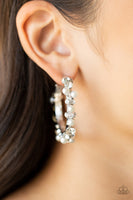 Let There Be SOCIALITE - White Paparazzi Life of the Party Silver Exclusive Hoop Earrings