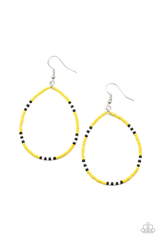 Keep Up The Good BEADWORK - Yellow Paparazzi Earrings
