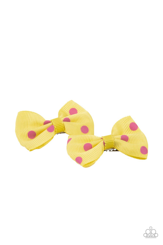 Polka Dot Drama - Yellow Paparazzi Hair Bow