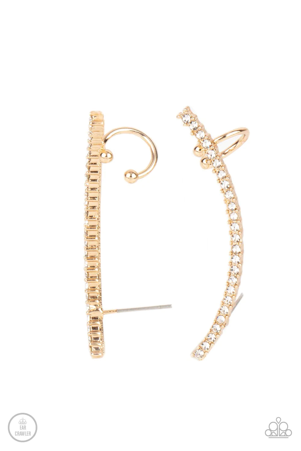 Sleekly Shimmering Gold Paparazzi Ear-Crawler Earings