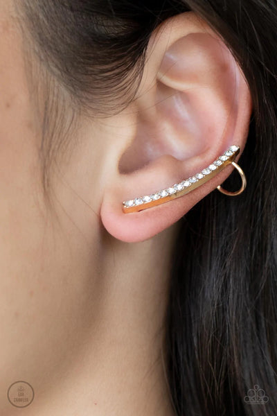 Sleekly Shimmering Gold Paparazzi Ear-Crawler Earings