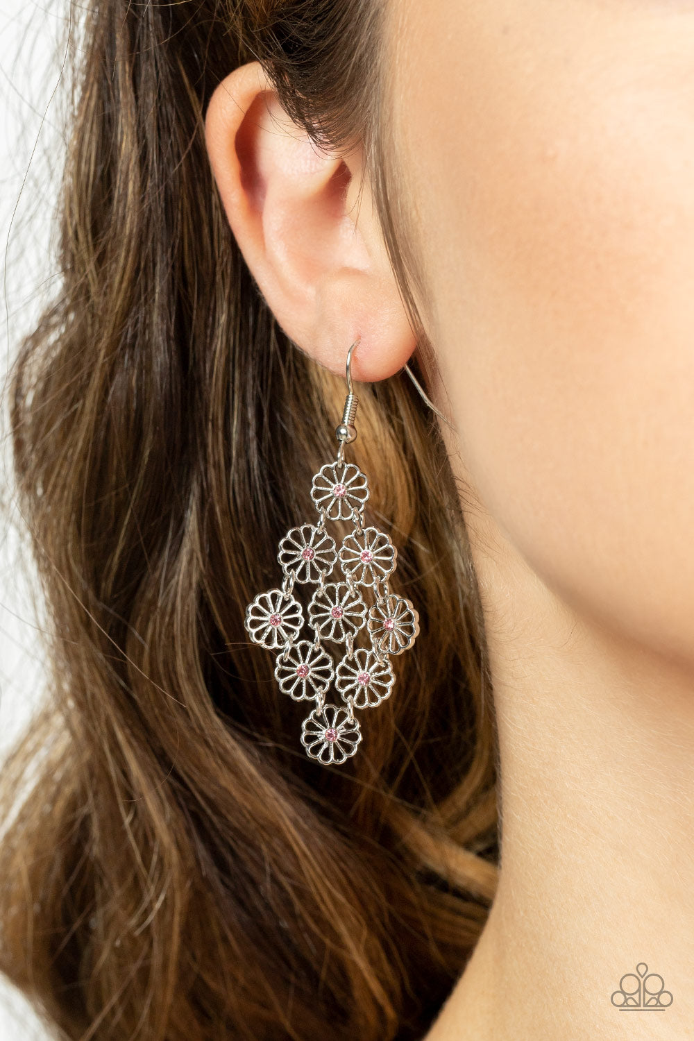Bustling Blooms - Pink Paparazzi Earrings