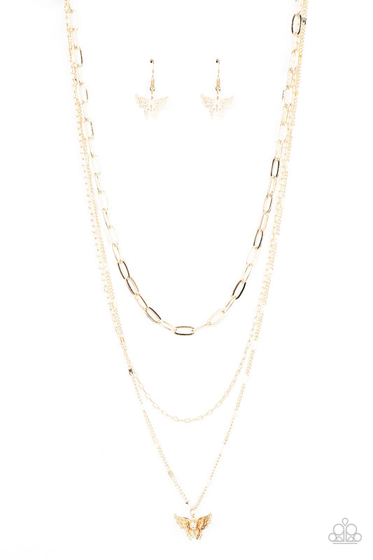 Bountiful Butterflies - Gold Paparazzi Necklace