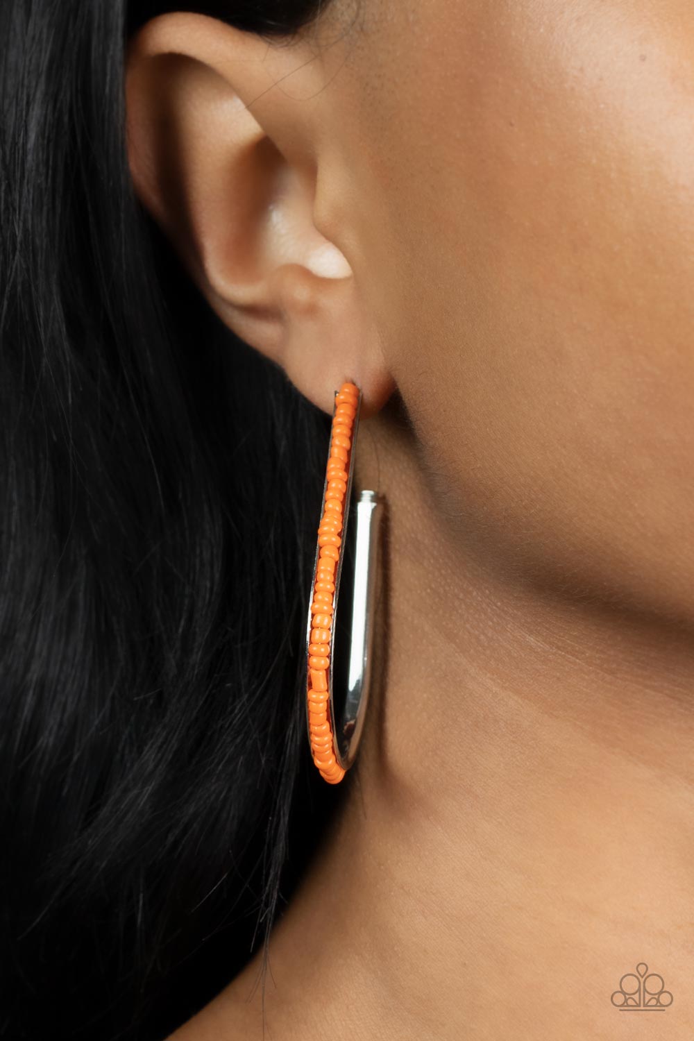 Beaded Bauble - Orange Paparazzi Earrings