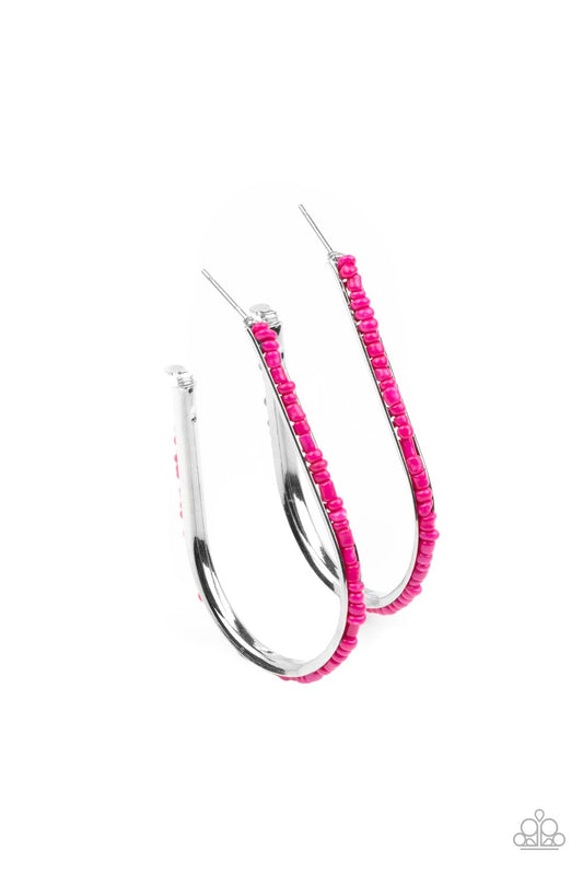 Beaded Bauble - Pink Paparazzi Earrings