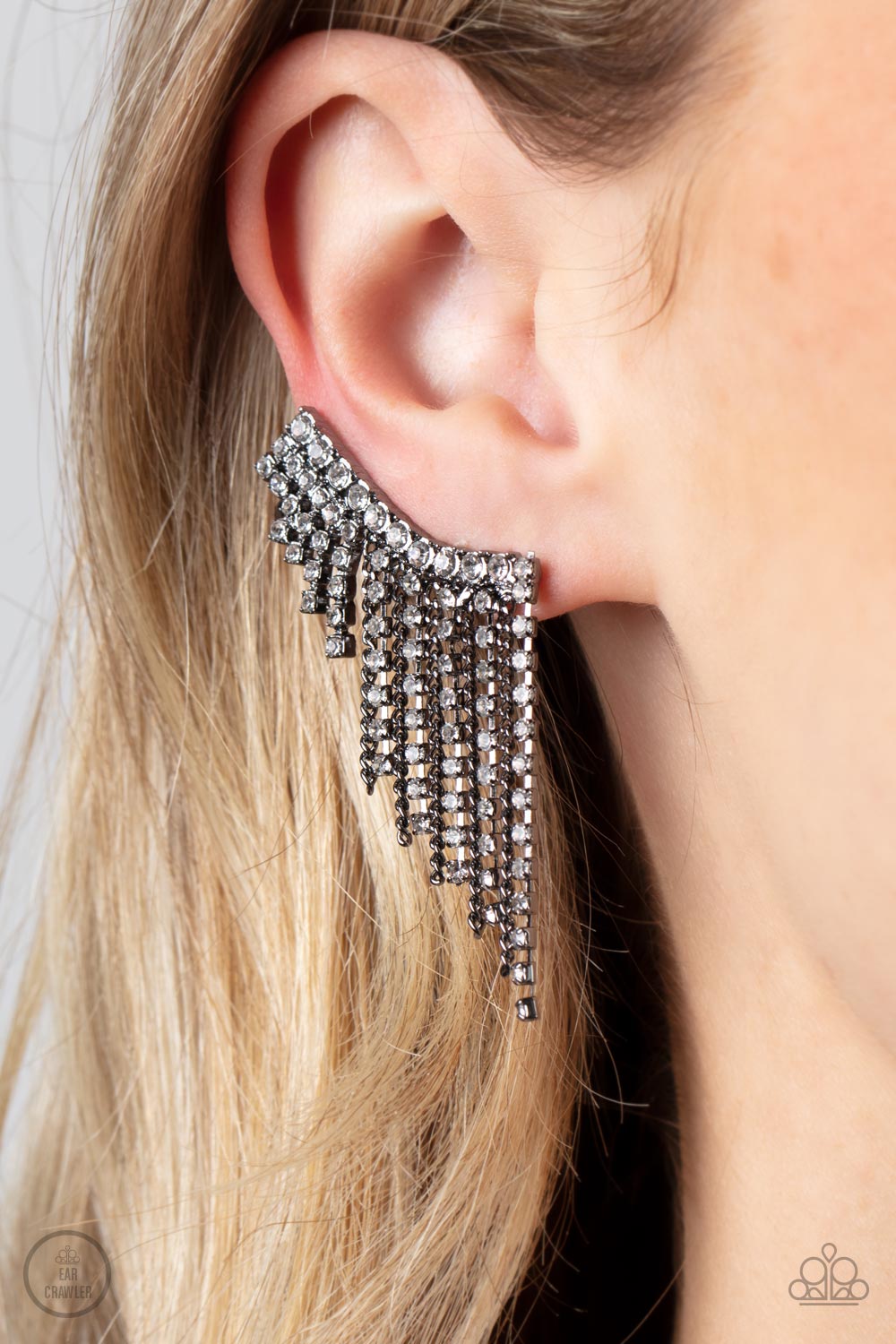 Thunderstruck Sparkle - Black Paparazzi Ear Crawler Earrings
