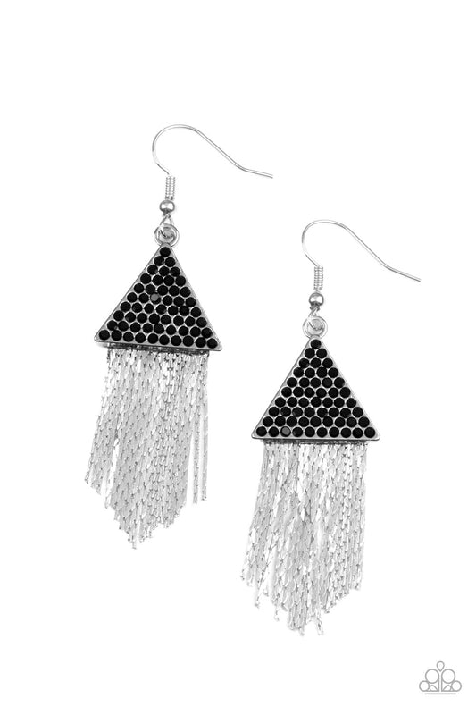 Pyramid SHEEN - Black Paparazzi Earrings