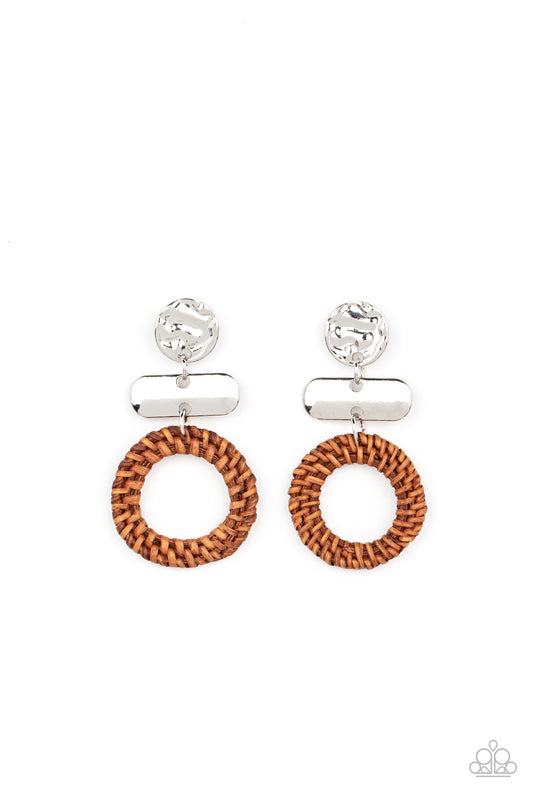 Woven Whimsicality - Brown Paparazzi Earrings