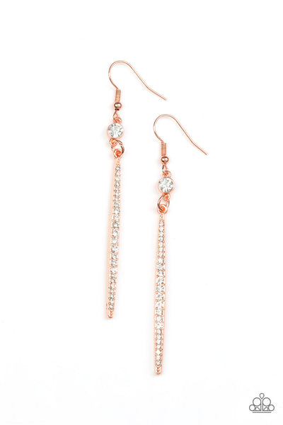 Skyscraping Shimmer - Copper Paparazzi Earrings
