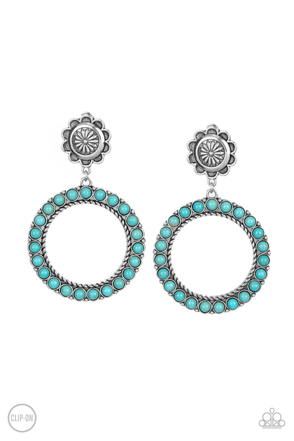 Playfully Prairie - Blue Paparazzi Clip-On Earrings