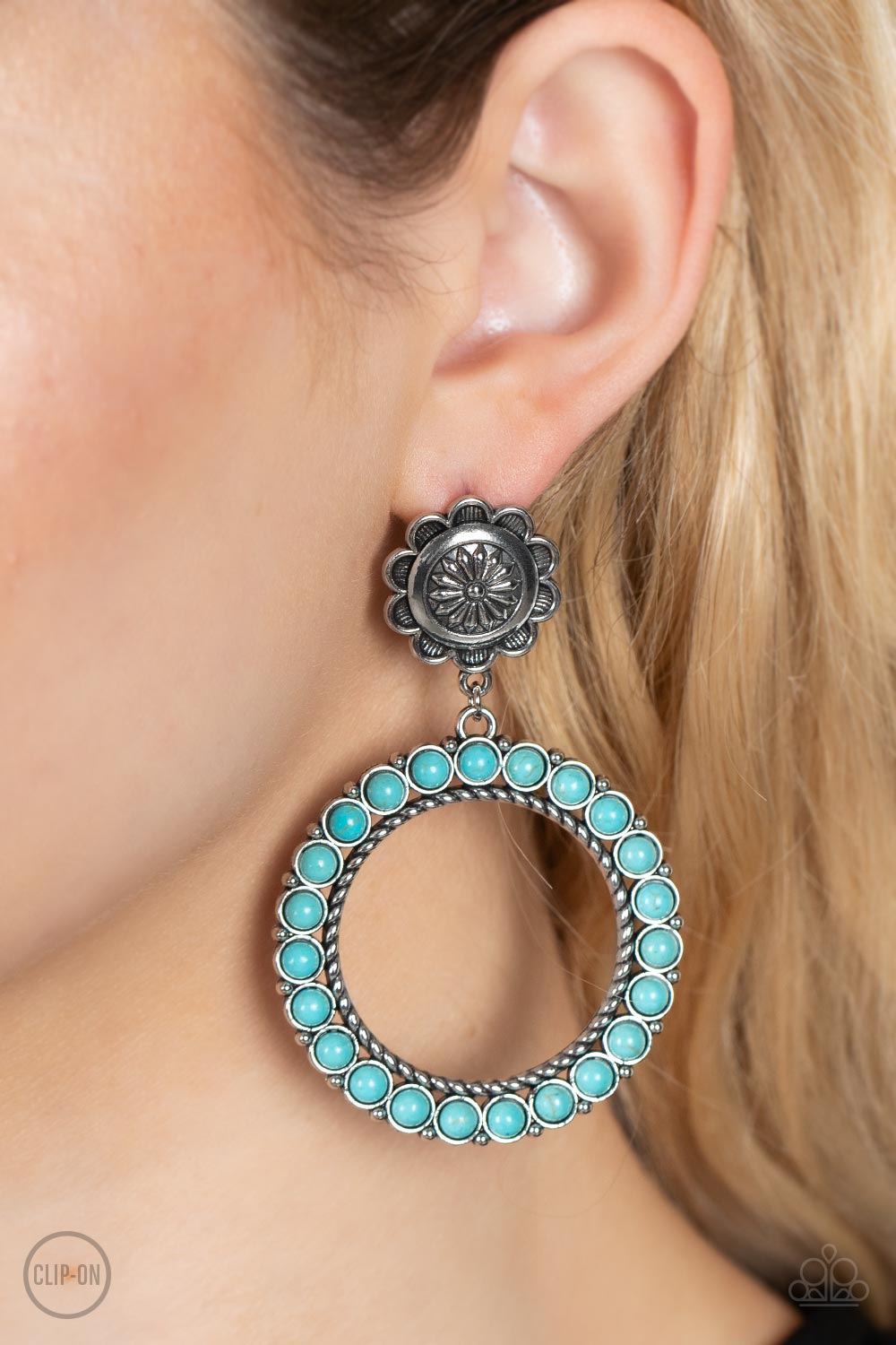 Playfully Prairie - Blue Paparazzi Clip-On Earrings