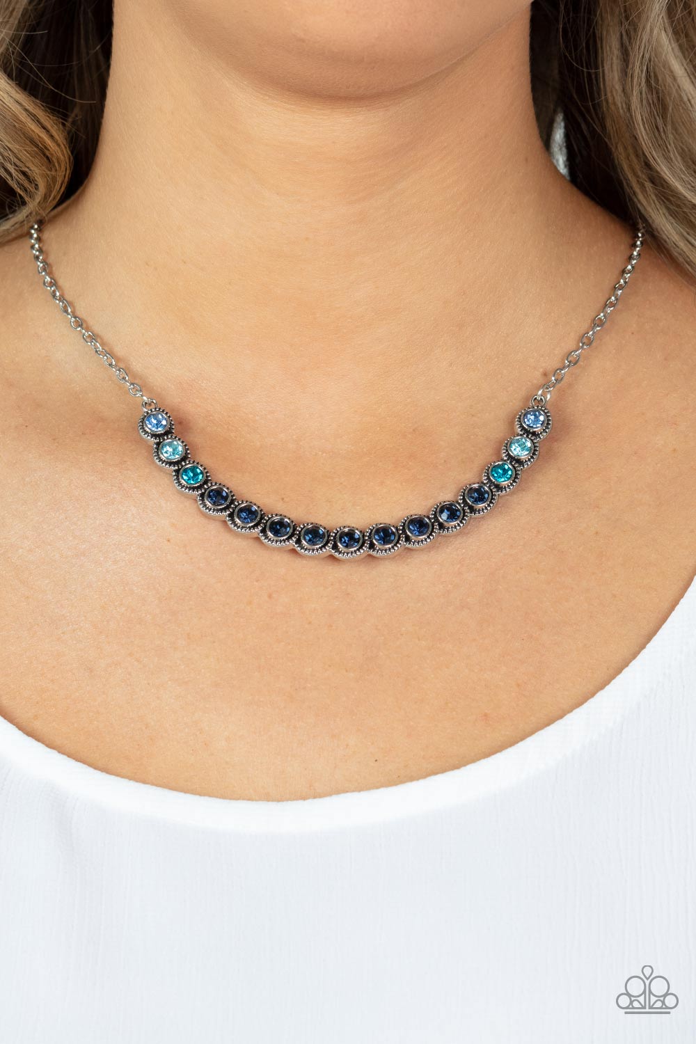 Throwing SHADES - Blue Paparazzi Necklace