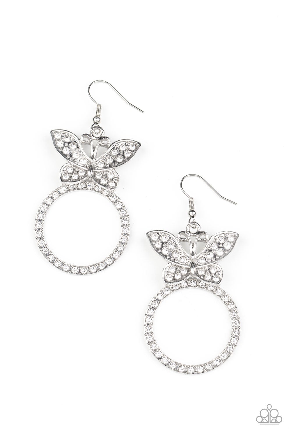 Paradise Found White Paparazzi Life of the Party Exclusive Earrings