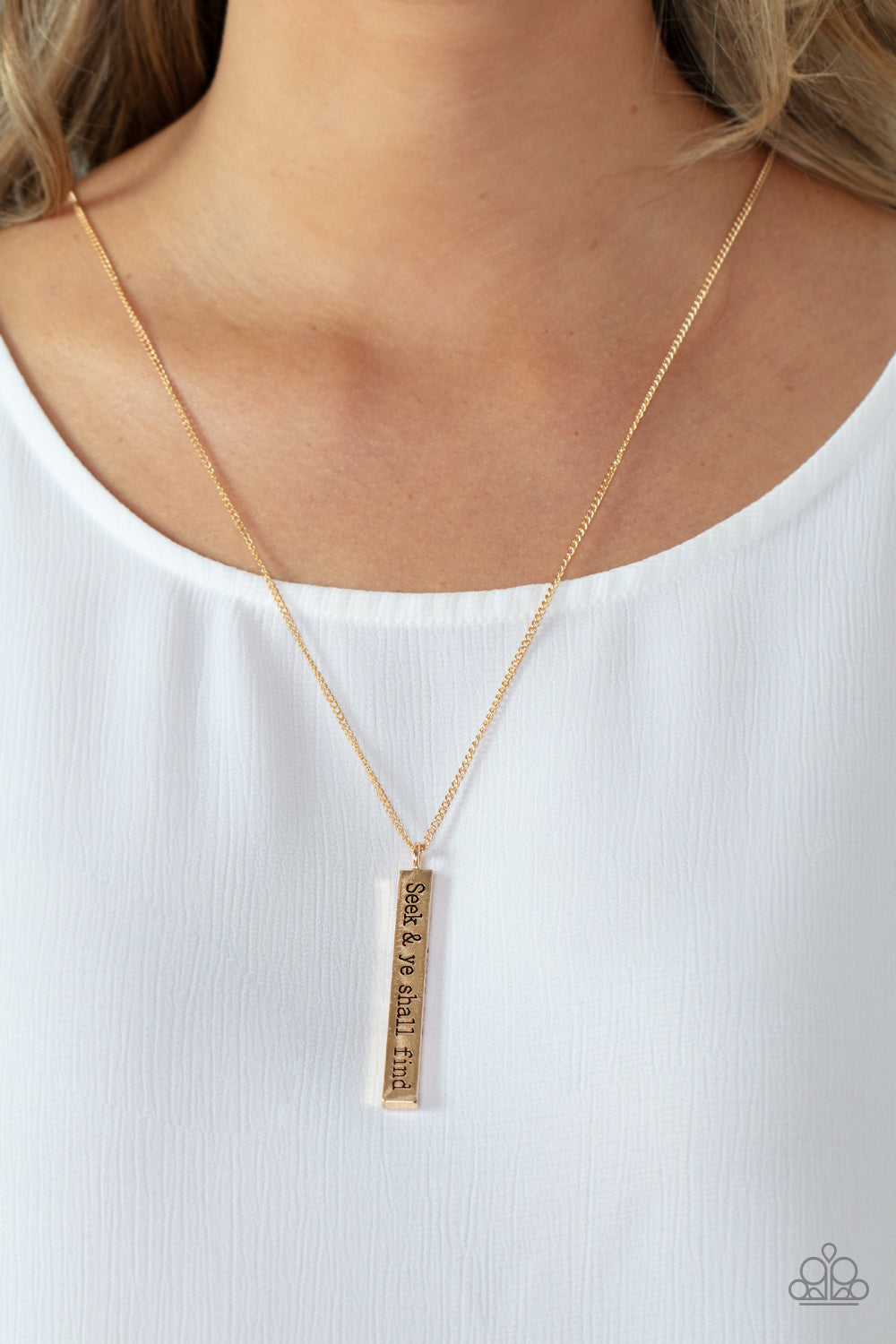 Matt 7:7 - Gold Paparazzi Necklace