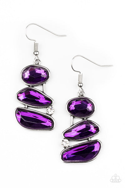 Gem Galaxy - Purple Paparazzi Earrings
