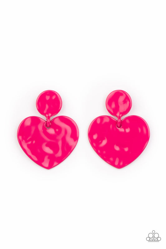 Just a Little Crush - Pink Paparazzi Earrings