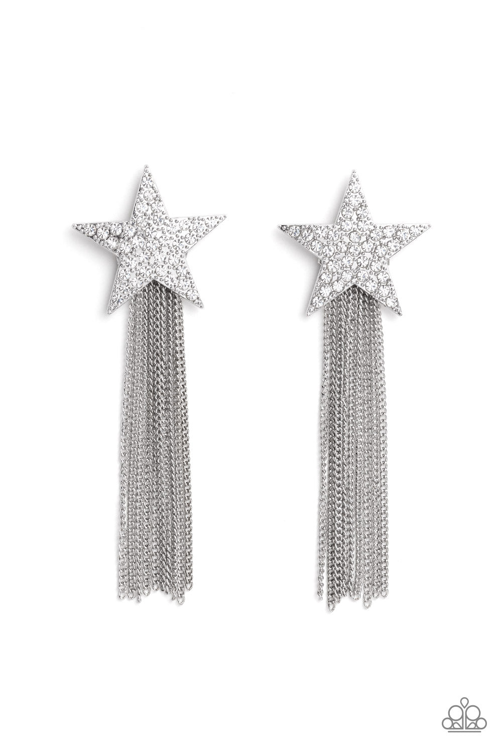 Superstar Solo - White Paparazzi Life of the Party Earrings