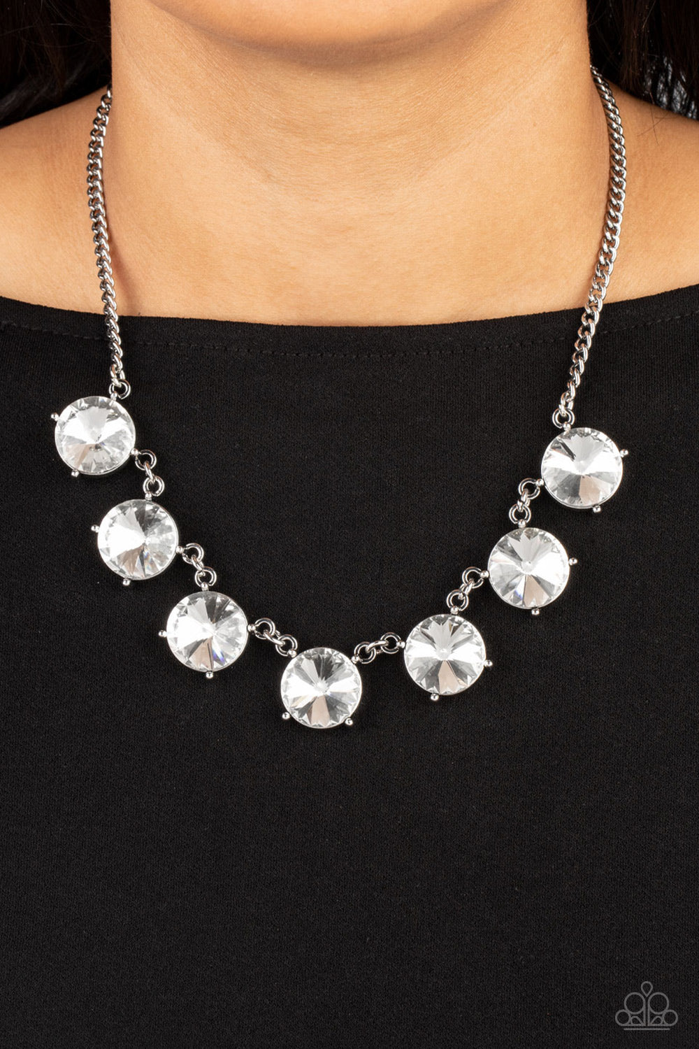 The SHOWCASE Must Go On - White Paparazzi Necklace