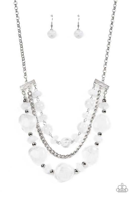 Oceanside Service - White Paparazzi Necklace