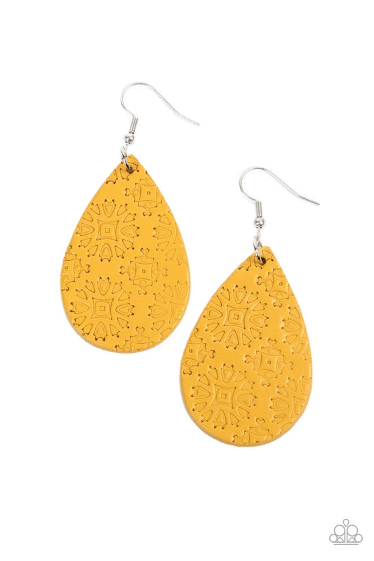 Stylishly Subtropical - Yellow Paparazzi Earrings
