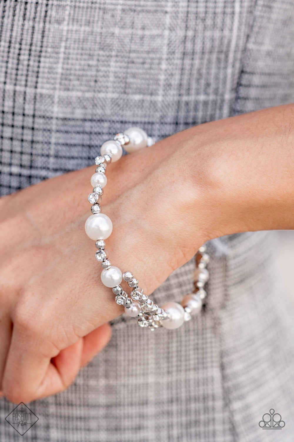 Chicly Celebrity White Paparazzi Exclusive Fashion Fix Bracelet