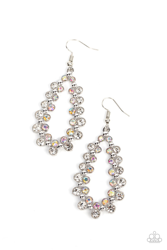 Its About to GLOW Down - White Paparazzi Earrings