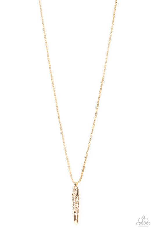 Mysterious Marksman - Gold Paparazzi Urban Necklace