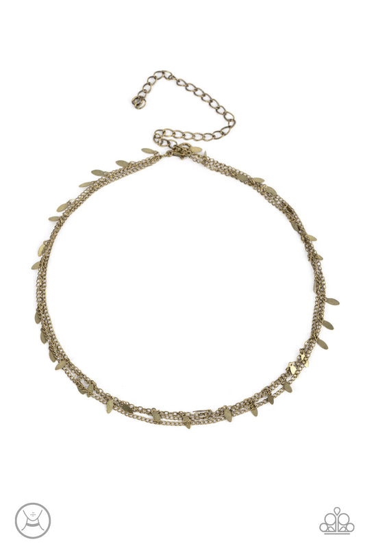 Monochromatic Magic - Brass Paparazzi Choker Necklace