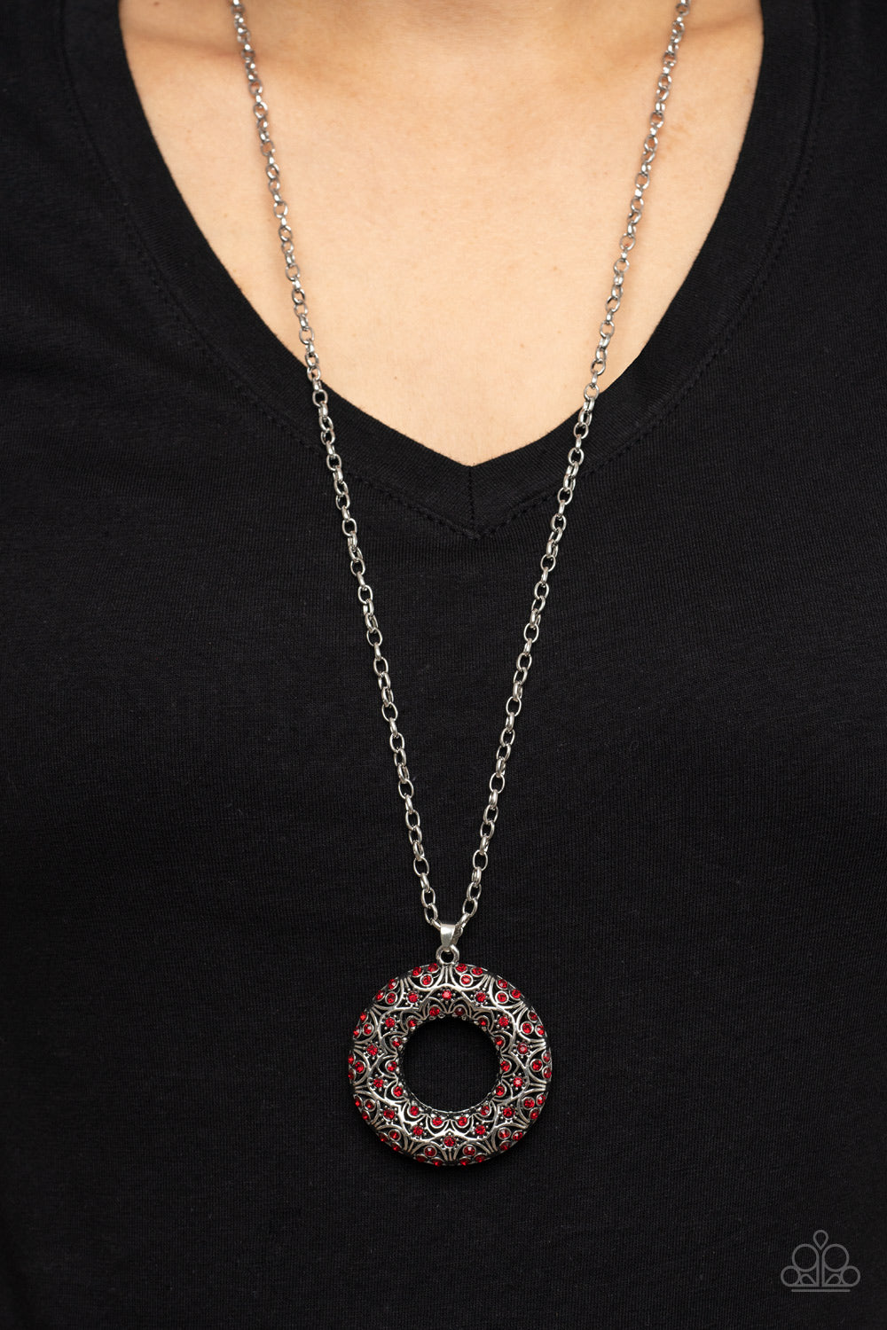 Wintry Wreath - Red Paparazzi Necklace