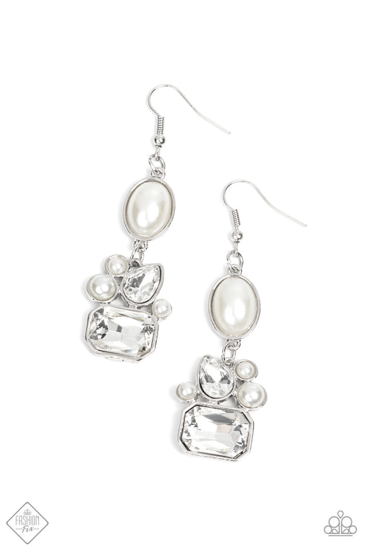 Showtime Twinkle - White Paparazzi Exclusive Fashion Fix Earrings