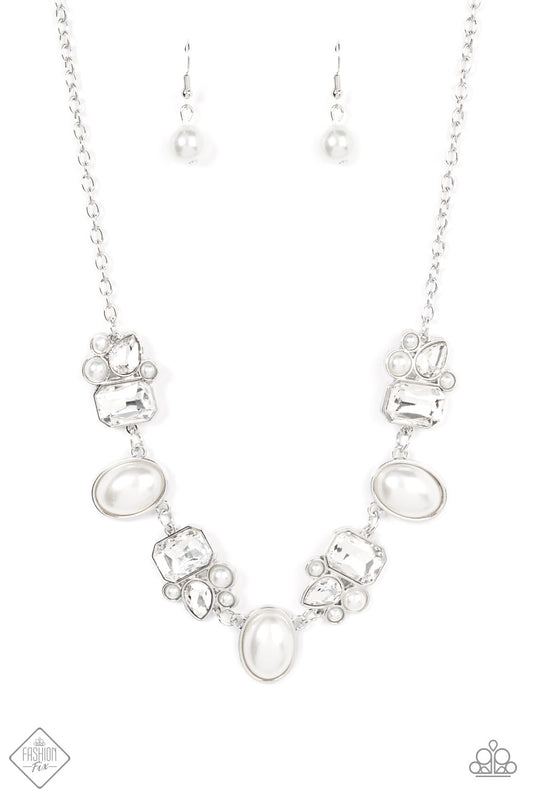 Sensational Showstopper - White Paparazzi Exclusive Fashion Fix Necklace