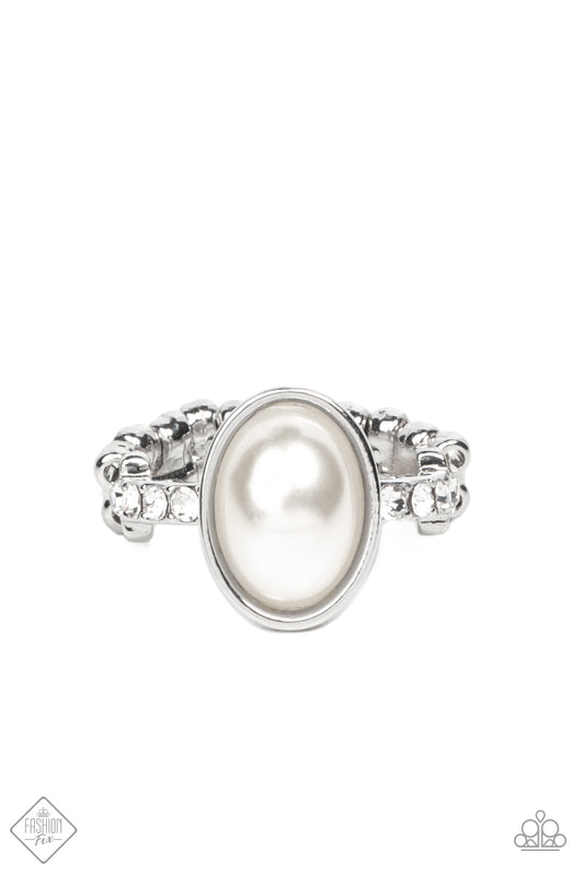 One Day at a SHOWTIME - White Paparazzi Exclusive Fashion Fix Ring