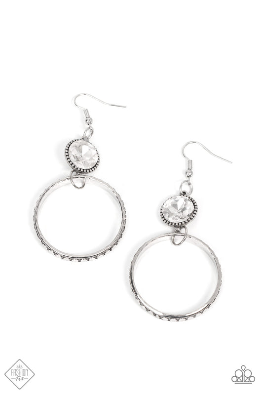 Standalone Sparkle - White Paparazzi Exclusive Fashion Fix Earrings