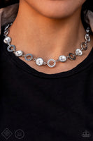 Rhinestone Rollout - White Paparazzi Exclusive Fashion Fix Necklace