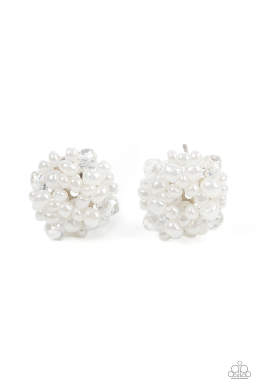 Bunches of Bubbly - White Paparazzi Earrings