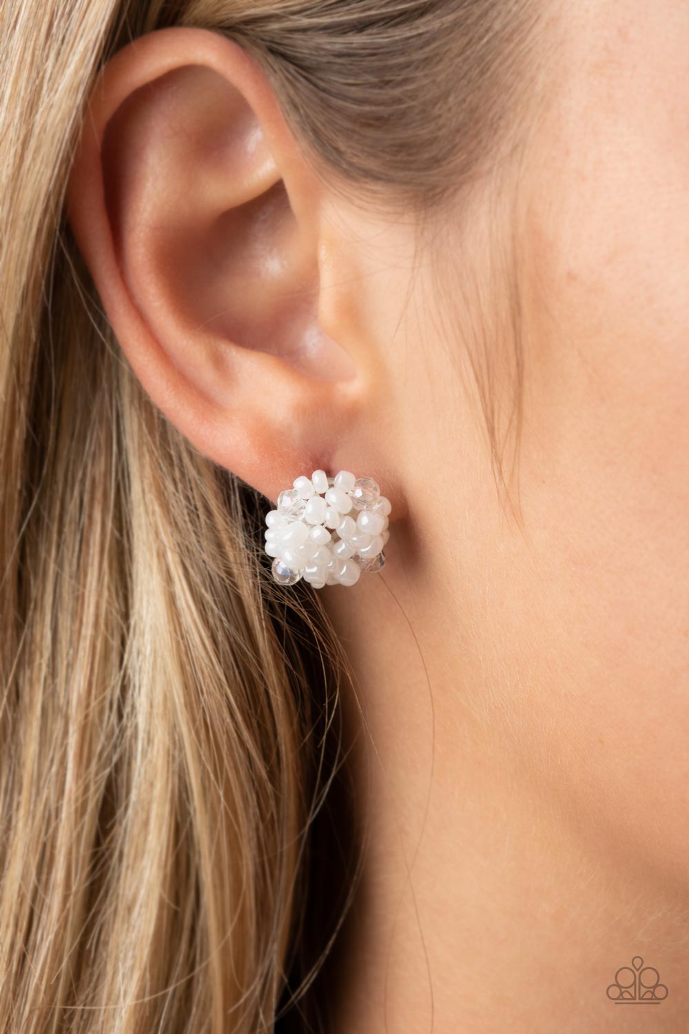 Bunches of Bubbly - White Paparazzi Earrings